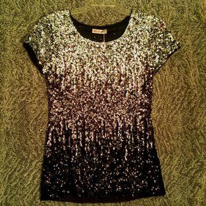 Maner Ladies' Sequined Glitter Gradient Top SZM